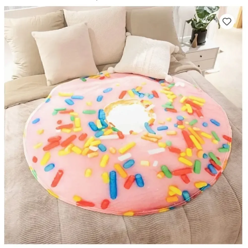 NEW! Fun and Soft Pink Sprinkle Donut Soft Flannel Blanket Party Trendy Popular